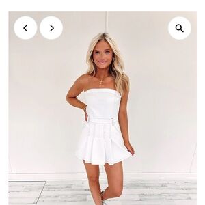 White Denim Strapless Mini Dress